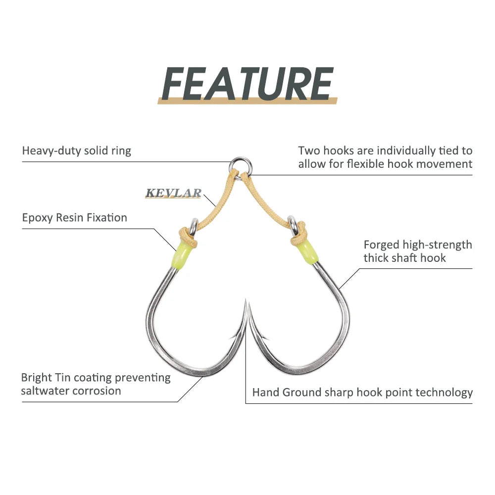Noeby Heavy Duty Assist Hooks para jigging - Caribe Lures